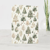Pine Green Cream Mint Christmas Trees カード (裏面)