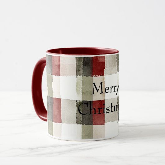 Pine Green Ivory Red Stripes  マグカップ (正面左)