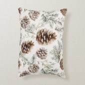 Pine Green Ivory Red Stripes Christmas アクセントクッション (裏面(縦))