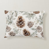 Pine Green Ivory Red Stripes Christmas アクセントクッション (裏面)