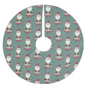 Pine Green Red Merry Christmas Santa ブラッシュドポリエステルツリースカート (正面)