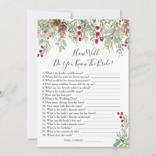 Pine Greeneryどのように良く花嫁のゲームを知っている 招待状 (正面)