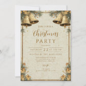 Pine Greenery Gold Bells 招待状 (正面)
