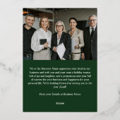 Pine Holly Green Buffalo Check Season's Greetings 箔シーズンカード (裏面)