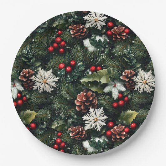 Pine & Holly Harmony ペーパープレート (正面)