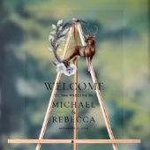Pine Leaves Forest Deer Wedding Welcome アクリルサイン (ニュートラル)