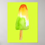 Pine Lime popsicle pop art cute food ポスター<br><div class="desc">Cute pine lime ice-block popsicles watercolor illustration. For popsicle lovers everywhere. Cute Summer design. Pop art pink and girly. Foodie art.</div>