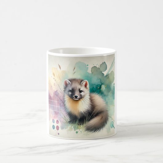 Pine Marten 081024AREF112 - Watercolor コーヒーマグカップ (中央)