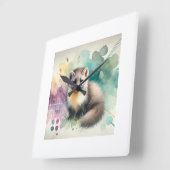 Pine Marten 081024AREF112 - Watercolor スクエア壁時計 (傾斜)