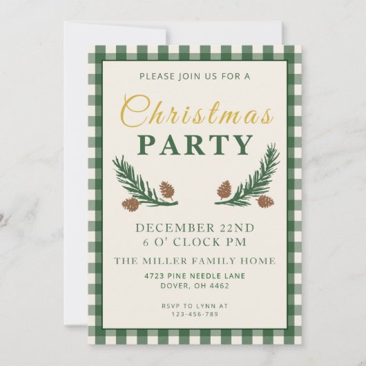 Pine Needle Lane Christmas Party - Deep Pine Green 招待状 (正面)
