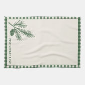 Pine Needle Lane Gingham Trim With Pinecone Accent キッチンタオル (横)