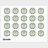 Pine Needle Lane Monogram - Deep Pine Green ラウンドシール (シート)