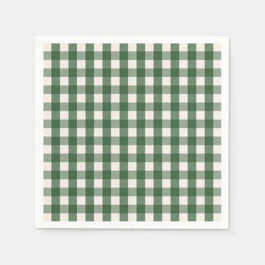 Pine Needle Lane - Pine Green Gingham Pattern スタンダードカクテルナプキン (正面)