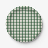 Pine Needle Lane - Pine Green Gingham Pattern ペーパープレート (正面)