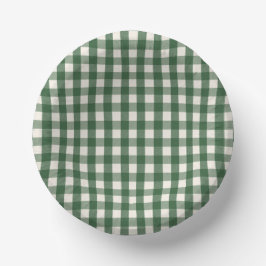 Pine Needle Lane - Pine Green Gingham Pattern ペーパーボウル