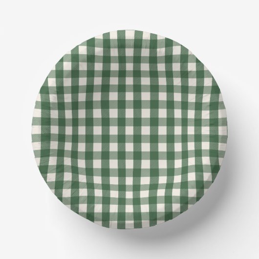 Pine Needle Lane - Pine Green Gingham Pattern ペーパーボウル (正面)