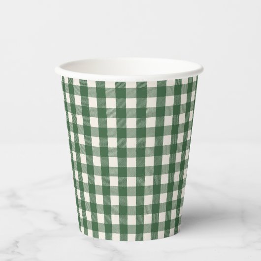Pine Needle Lane - Pine Green Gingham Pattern 紙コップ (正面)