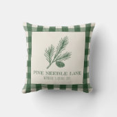 Pine Needle Lane-Pinecone Print & Gingham Border クッション (裏面)