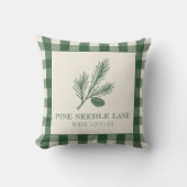Pine Needle Lane-Pinecone Print & Gingham Border クッション (正面)