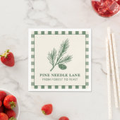 Pine Needle Lane-Pinecone Print & Gingham Border スタンダードカクテルナプキン (インサイチュ)