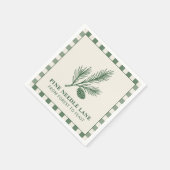 Pine Needle Lane-Pinecone Print & Gingham Border スタンダードカクテルナプキン (角)