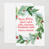 Pine Red Berry Holiday Greens Christmas Fair Sign シーズンカード (正面/裏面)