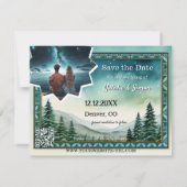 Pine Stargazing Photo Winter Save the Date 案内状 (裏面)