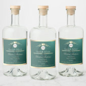 Pine Teal Product Label Gold Frame Logo Monogram リキュールボトルラベル (ボトル)