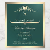 Pine Teal Product Label with Gold Frame Monogram ワインラベル (シングルラベル)