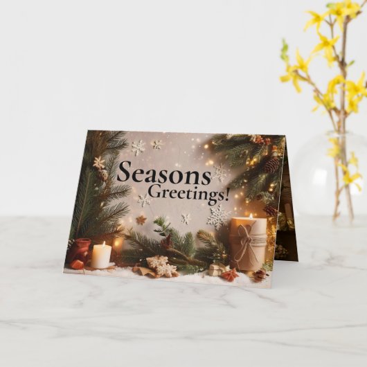 Pine Tree 5 Image Holiday Card カード (黄色い花)