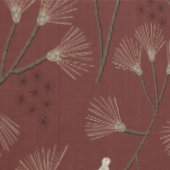  Pine Tree and Bird Pattern on Ruby Red 壁紙 (縫い目)