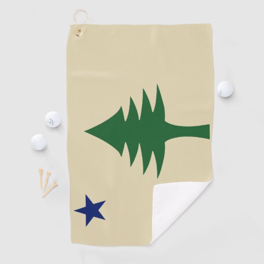 Pine tree and star 1901 flag of Maine State ゴルフタオル (インサイチュ)