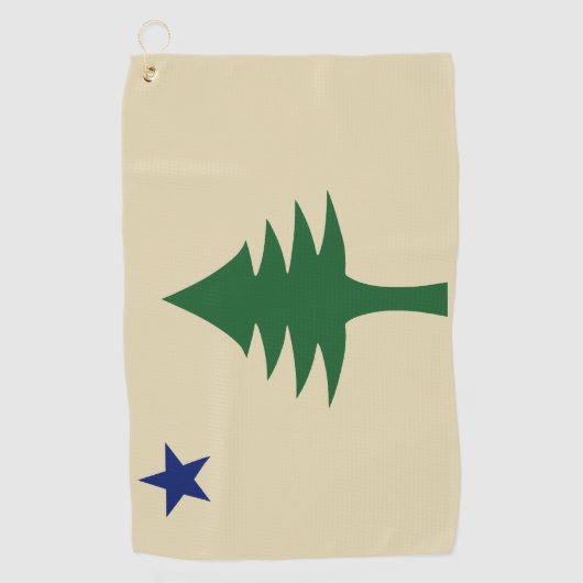 Pine tree and star 1901 flag of Maine State ゴルフタオル (正面)