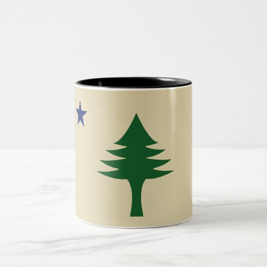 Pine tree and star 1901 flag of Maine State ツートーンマグカップ (中央)