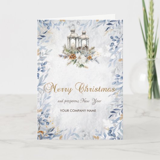 Pine Tree Branch Balls Candle Snowflakes Holiday C シーズンカード (正面)