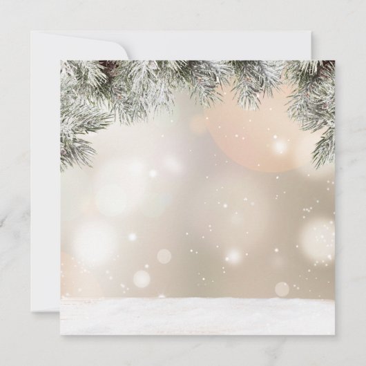 Pine Tree Branches,Balls,Gold Christmas Invitation 招待状 (裏面)