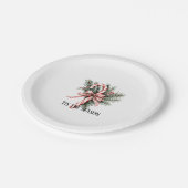Pine Tree Candy Cane Red Christmas ペーパープレート (アングル)