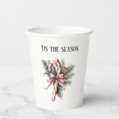 Pine Tree Candy Cane Red Christmas 紙コップ (正面)