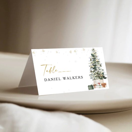 Pine Tree Christmas Wedding Folded Place Card テーブルナンバー