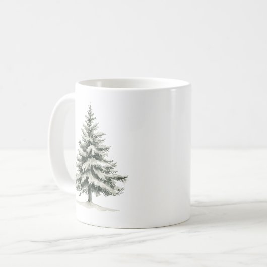 Pine Tree Covered with snow コーヒーマグカップ (正面左)