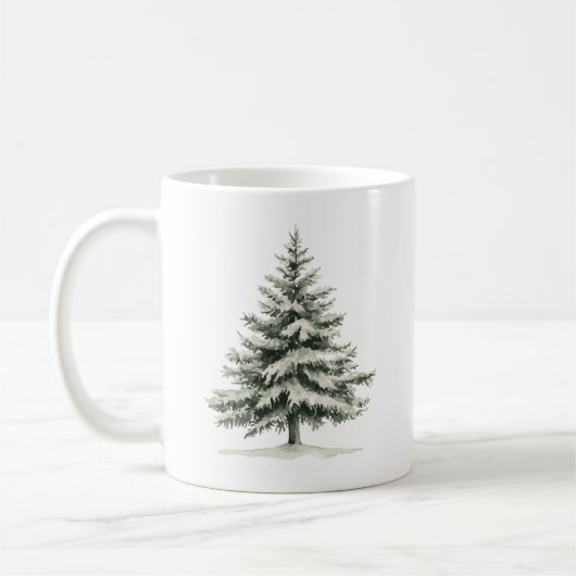 Pine Tree Covered with snow コーヒーマグカップ (左)