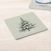 Pine Tree Covered with snow スクエアペーパーコースター (アングル)
