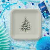 Pine Tree Covered with snow ペーパープレート (パーティー)