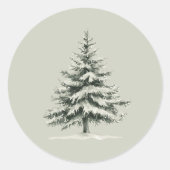 Pine Tree Covered with snow ラウンドシール (正面)