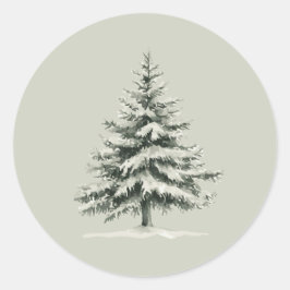 Pine Tree Covered with snow ラウンドシール