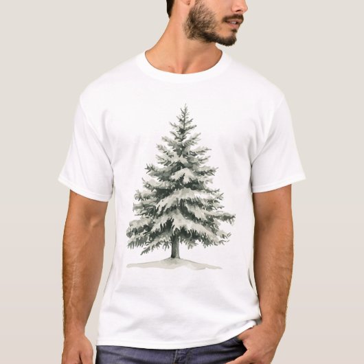 Pine Tree Covered with snow Tシャツ (正面)