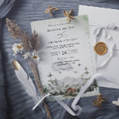 Pine Tree Deer Forest Mountain QR Code Wedding 招待状