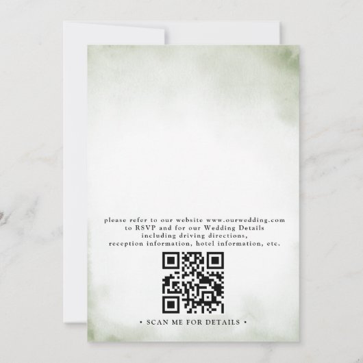 Pine Tree Deer Forest Mountain QR Code Wedding 招待状 (裏面)