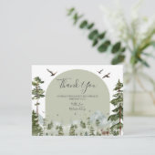 Pine Tree Forest Mountain Couple Shower Woodland サンキューカード (スタンド正面)