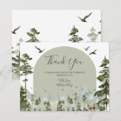 Pine Tree Forest Mountain Couple Shower Woodland サンキューカード (正面/裏面)